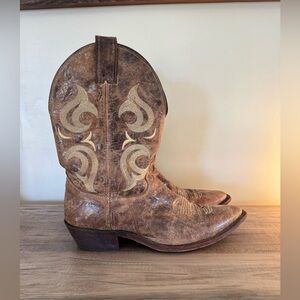 Mens Primo Distressed Justin BR103 Bent Rail Cowboy Boots Snip Toe Size 10.5 D